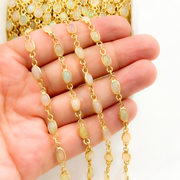 Ethiopian Opal Oval Shape Bezel Gold Plated Wire Chain.